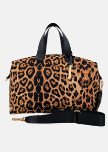Bauletto large in neoprene maculato con dettagli oro