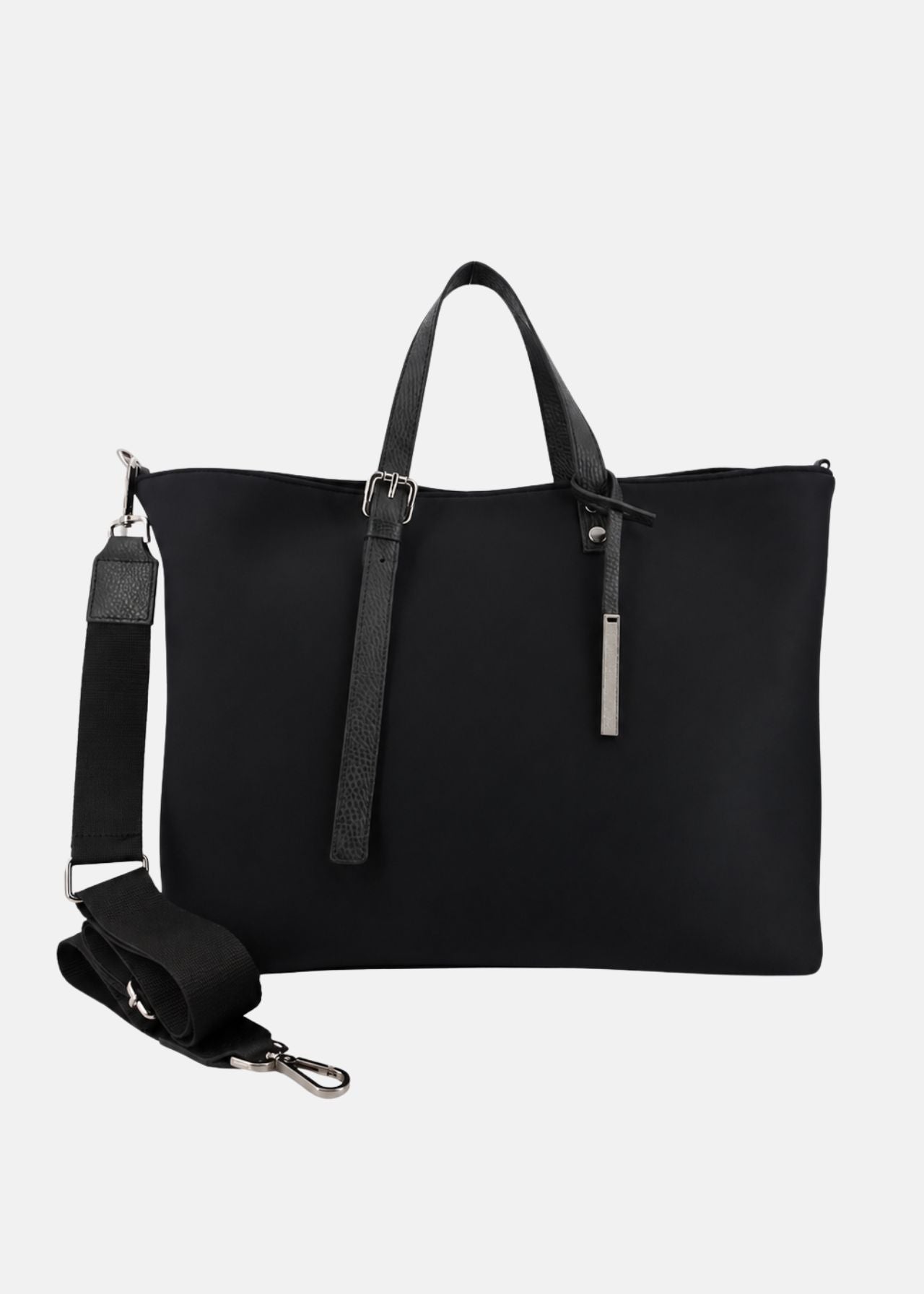 Shopper large in neoprene con dettagli argento
