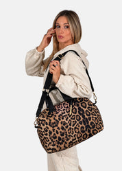 Bauletto large in neoprene maculato con dettagli oro
