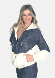 Bomber donna in jeans e felpa