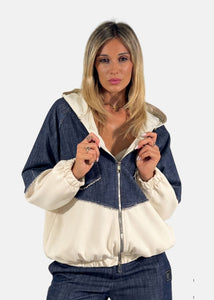 Bomber donna in jeans e felpa
