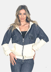 Bomber donna in jeans e felpa