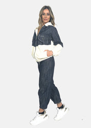 Bomber donna in jeans e felpa