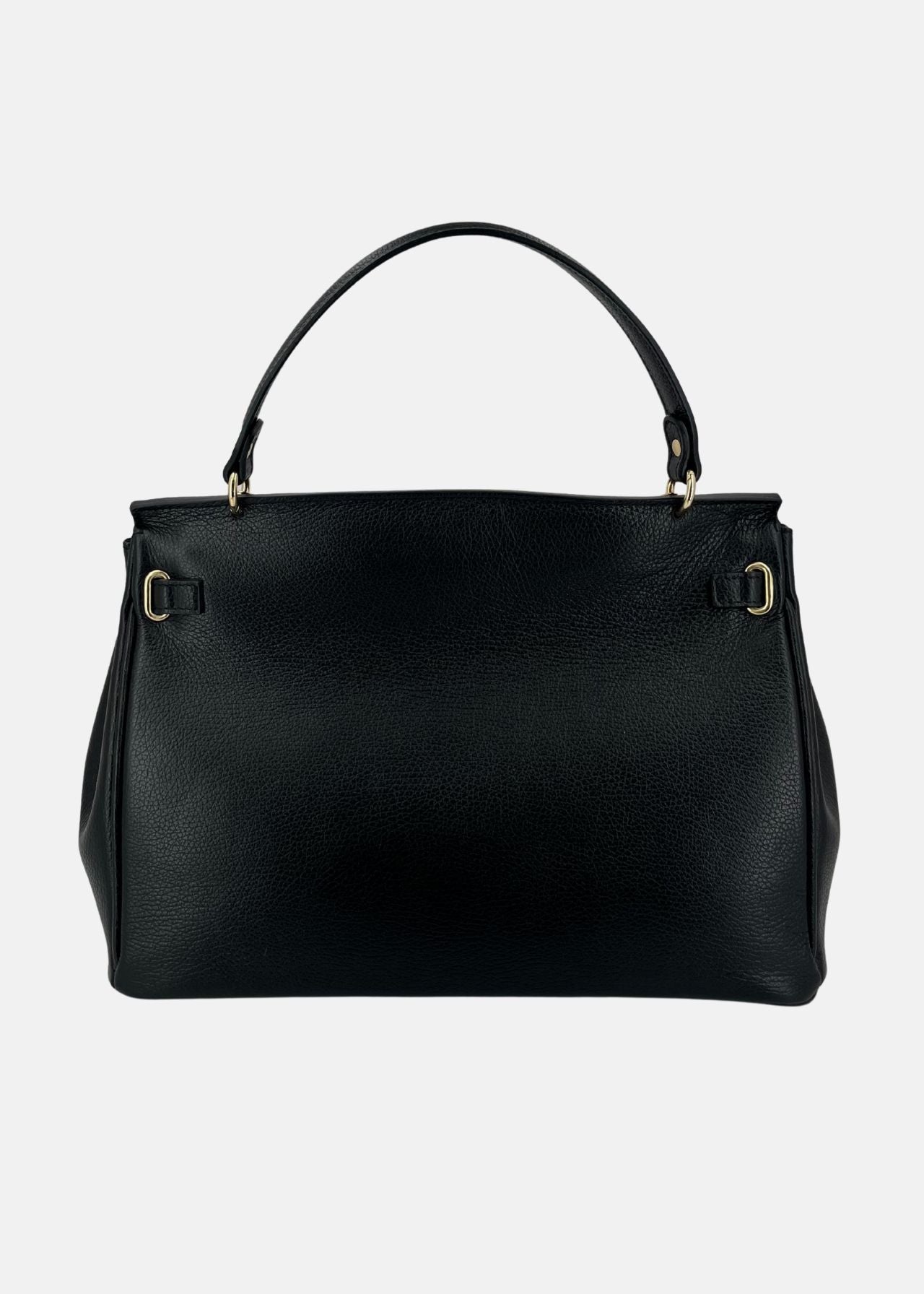 Borsa in pelle nera con catena oro