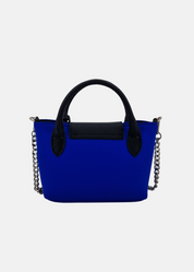 Mini bag in neoprene e pelle con dettagli argento