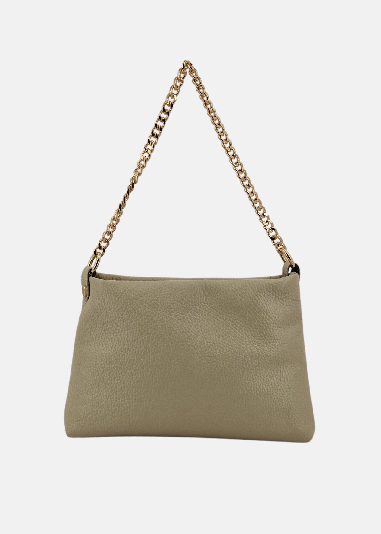 Pochette in pelle morbida con dettagli oro