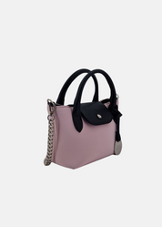 Mini bag in neoprene e pelle con dettagli argento