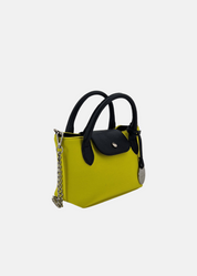 Mini bag in neoprene e pelle con dettagli argento