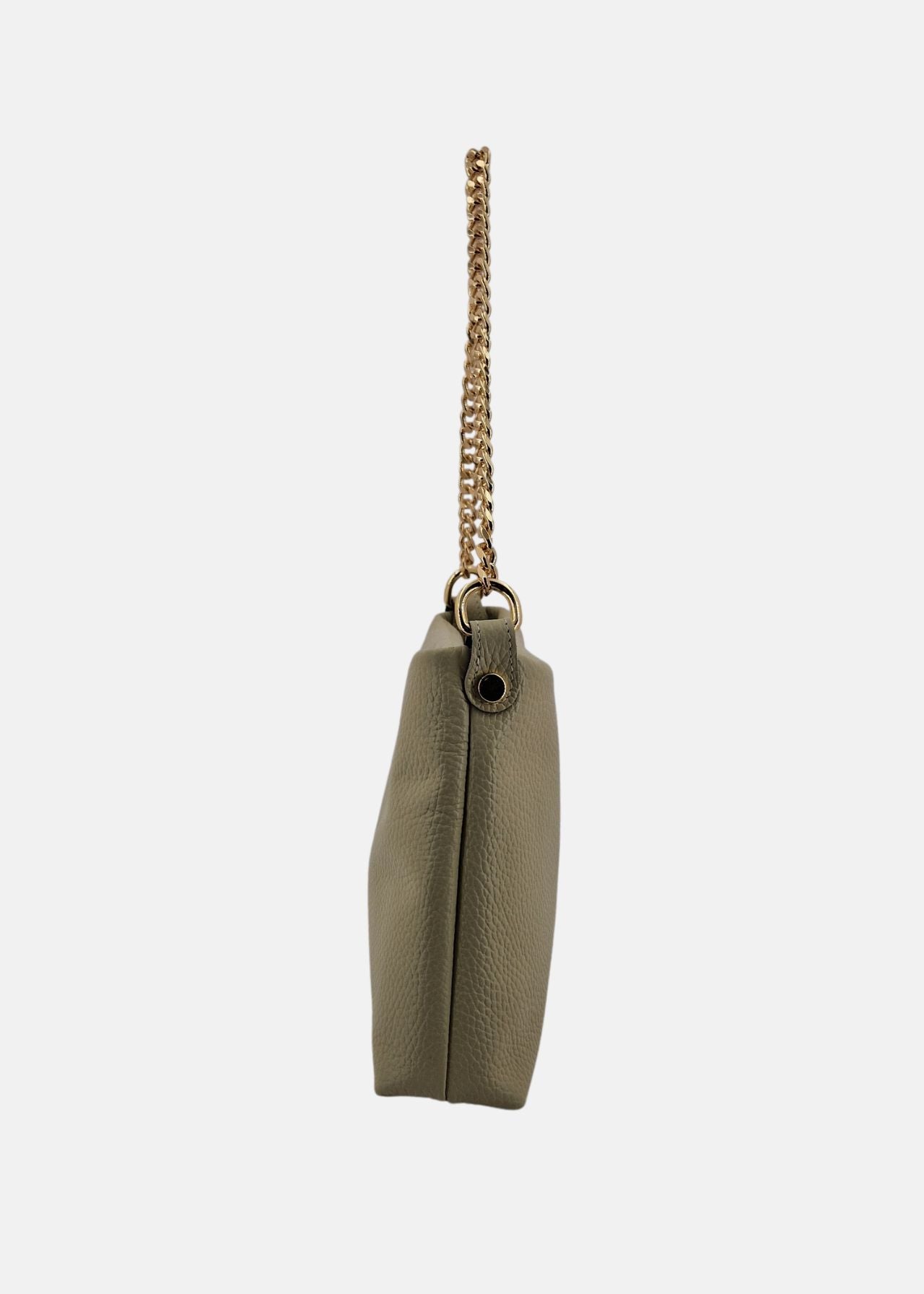 Pochette in pelle morbida con dettagli oro
