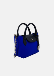 Mini bag in neoprene e pelle con dettagli argento