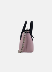 Mini bag in neoprene e pelle con dettagli argento