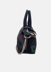 Mini bag in nylon e pelle con dettagli argento