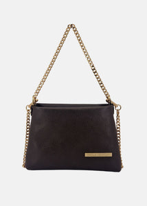 Pochette in pelle morbida con dettagli oro
