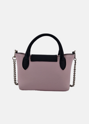 Mini bag in neoprene e pelle con dettagli argento