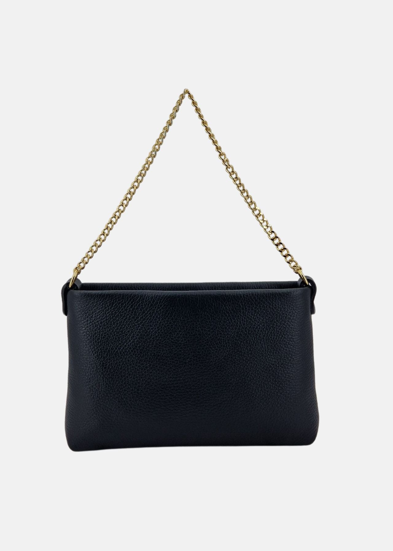 Pochette in pelle morbida con dettagli oro