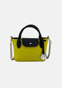 Mini bag in neoprene e pelle con dettagli argento