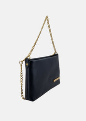 Pochette in pelle morbida con dettagli oro
