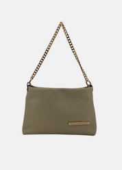 Pochette in pelle morbida con dettagli oro