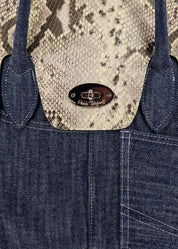 Shopper Jeans con patta pelle