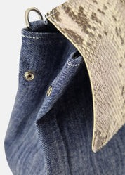 Shopper Jeans con patta pelle