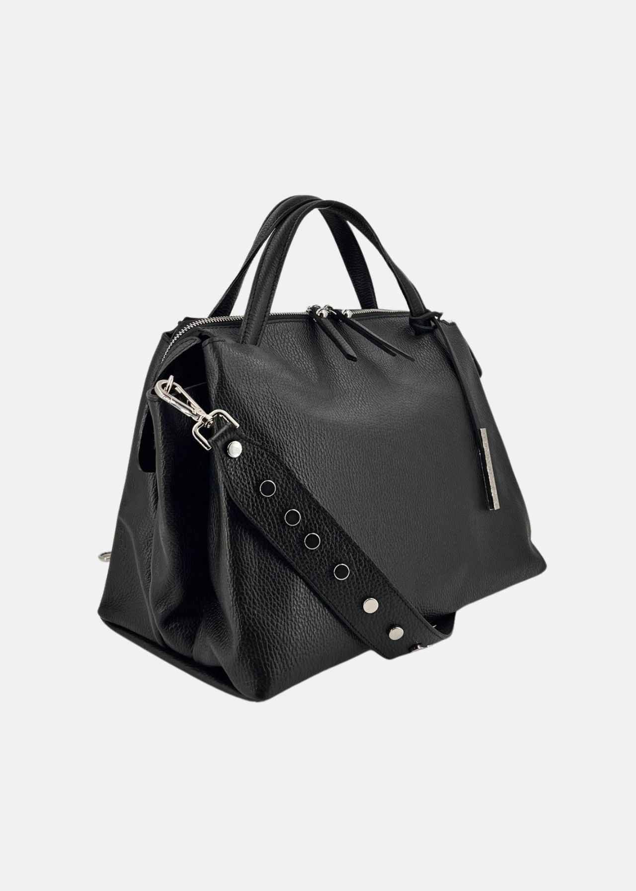 Bauletto medium in pelle morbida con dettagli argento