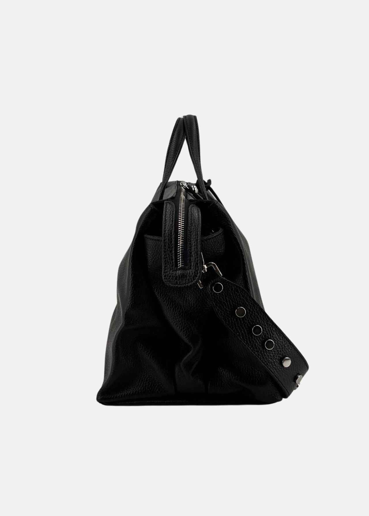 Bauletto medium in pelle morbida con dettagli argento