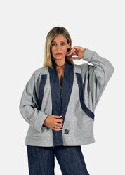 Giacca oversize in felpa e jeans