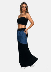 Gonna lunga in felpa e jeans