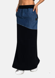 Gonna lunga in felpa e jeans