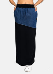 Gonna lunga in felpa e jeans