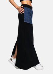 Gonna lunga in felpa e jeans
