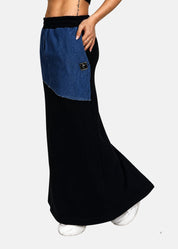 Gonna lunga in felpa e jeans
