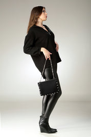 Pochette in neoprene con dettagli argento