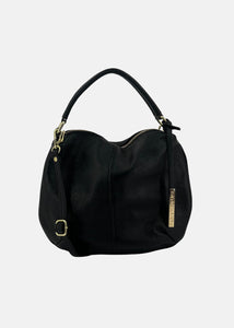 Mini Bag in pelle con dettagli oro-NERO