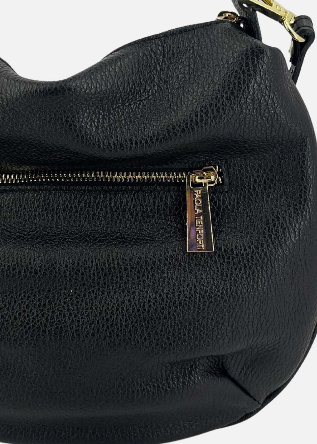 Mini Bag in pelle con dettagli oro-NERO