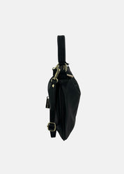 Mini Bag in pelle con dettagli oro-NERO