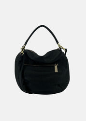 Mini Bag in pelle con dettagli oro-NERO