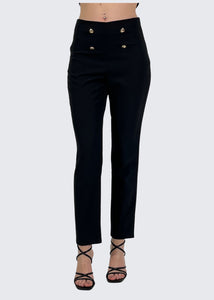 Pantalone skinny con bottoni gioiello