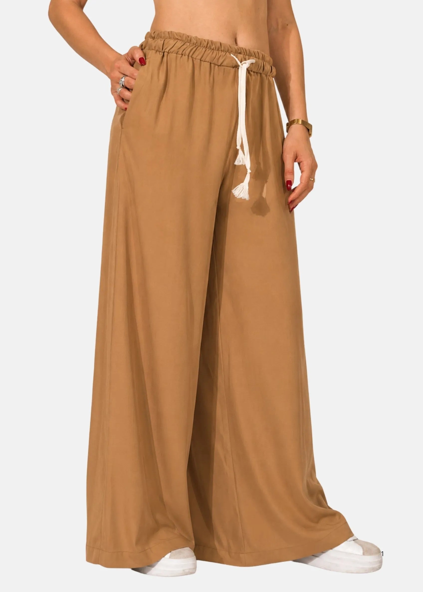 Pantalone Palazzo in Popeline di Viscosa