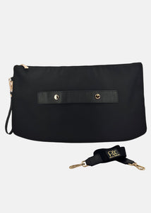 Pochette in nylon con dettagli oro -NERO