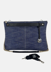 Borsa a tracolla in jeans con dettagli argento