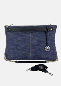 Borsa a tracolla in jeans con dettagli argento