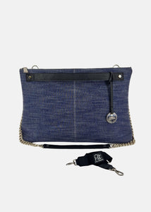 Borsa a tracolla in jeans con dettagli argento