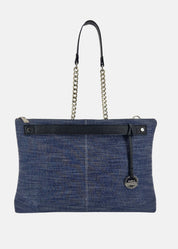 Borsa a tracolla in jeans con dettagli argento