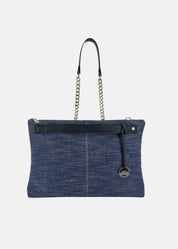 Borsa a tracolla in jeans con dettagli argento