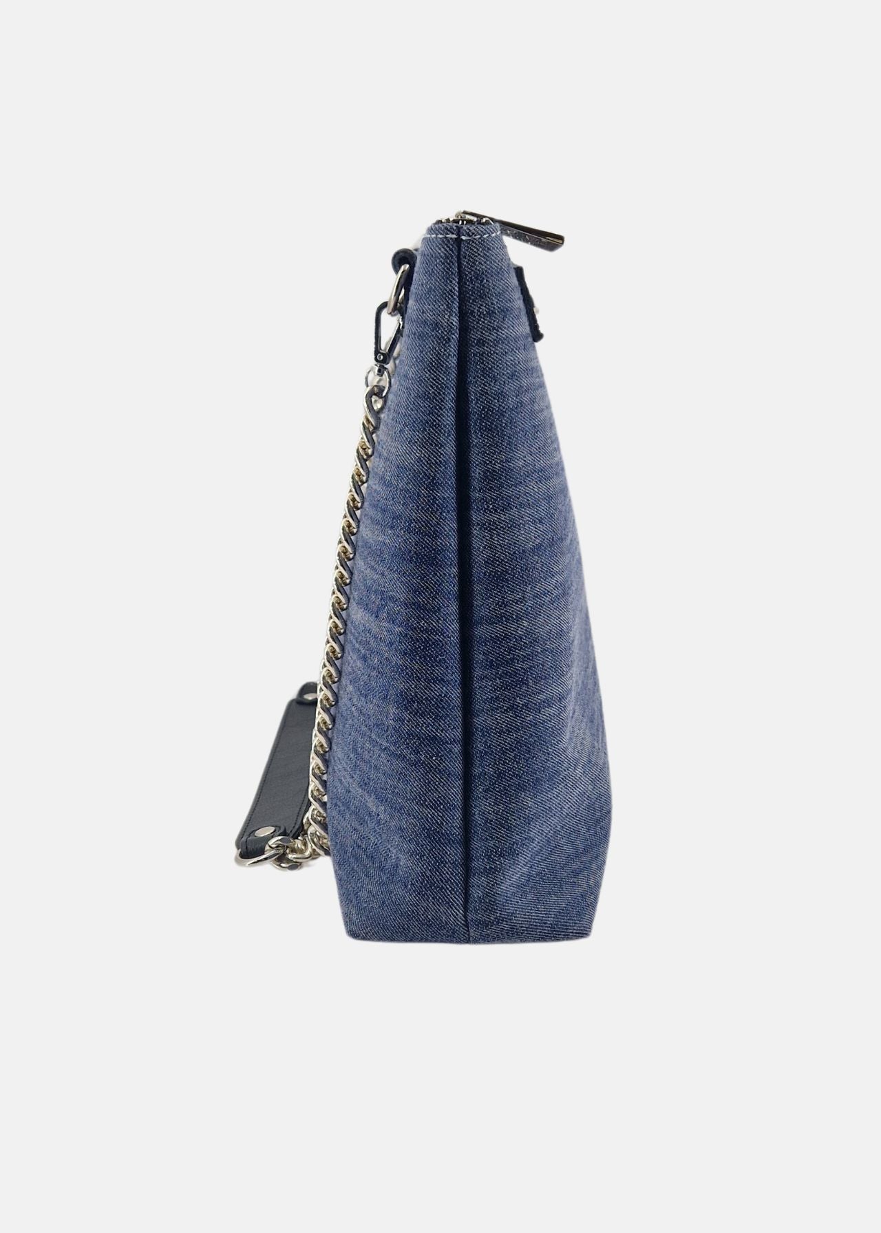 Borsa a tracolla in jeans con dettagli argento