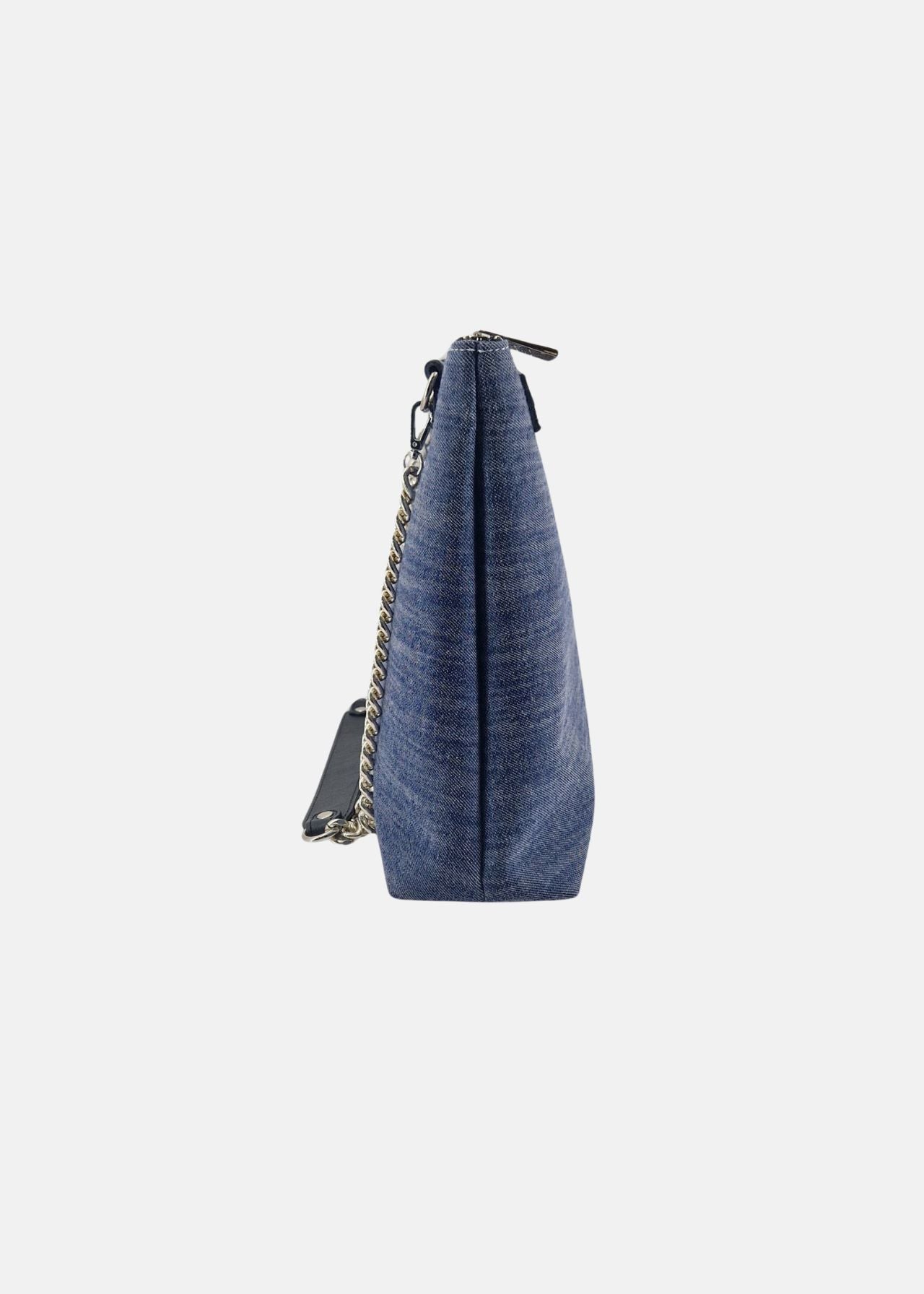 Borsa a tracolla in jeans con dettagli argento