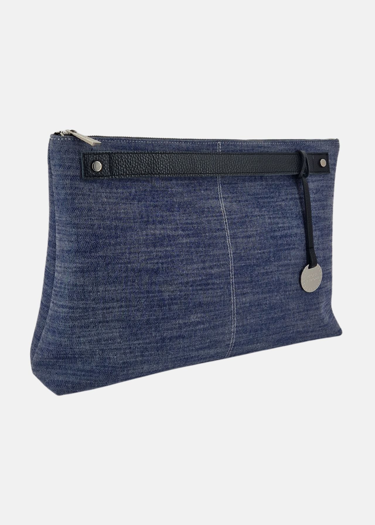 Borsa a tracolla in jeans con dettagli argento