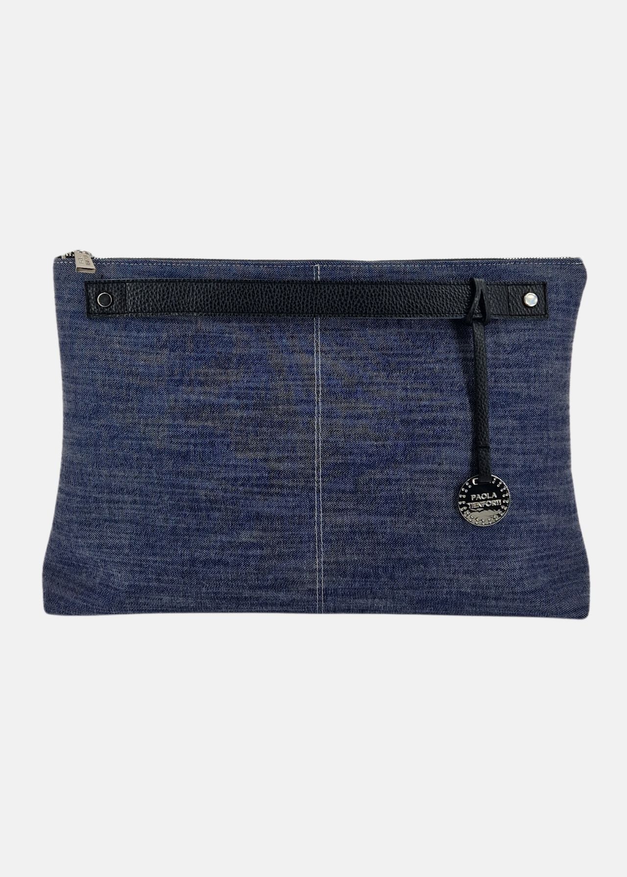 Borsa a tracolla in jeans con dettagli argento