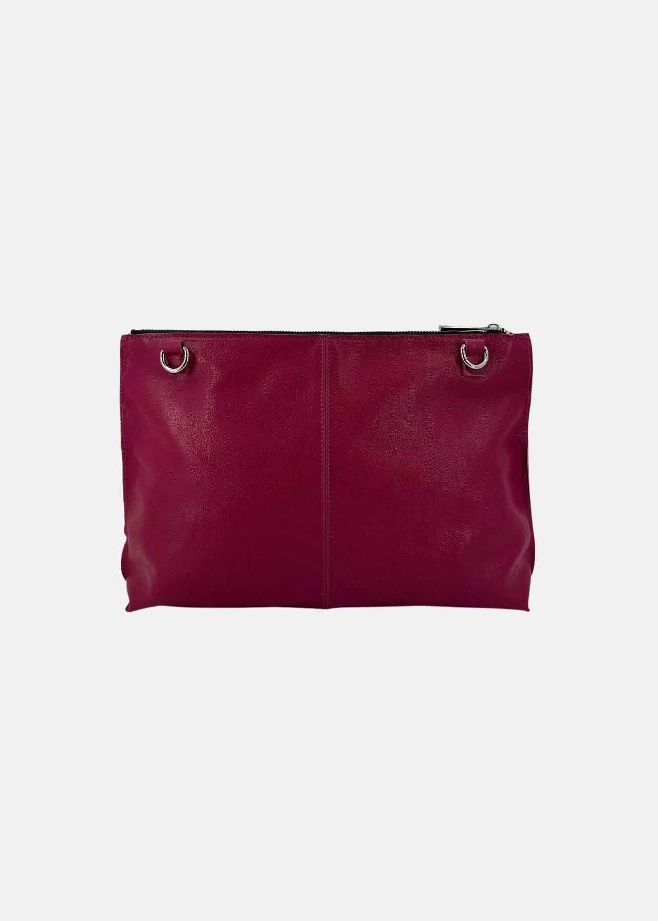 Borsa medium a tracolla  in pelle morbida con dettagli argento